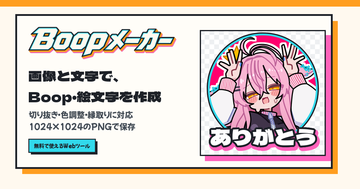 Boopメーカーで画像と文字を組み合わせたBoop・絵文字の作例